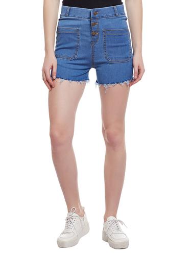 solid blue denim shorts - 15024382 - Very Small Image - 1