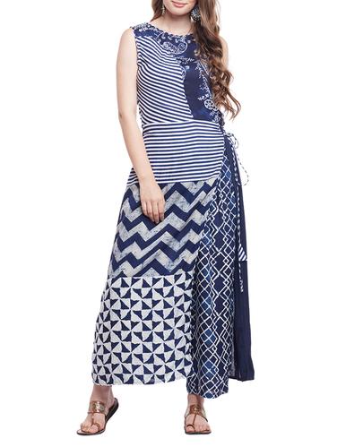 blue rayon high slit kurta - 15024390 - Very Small Image - 1