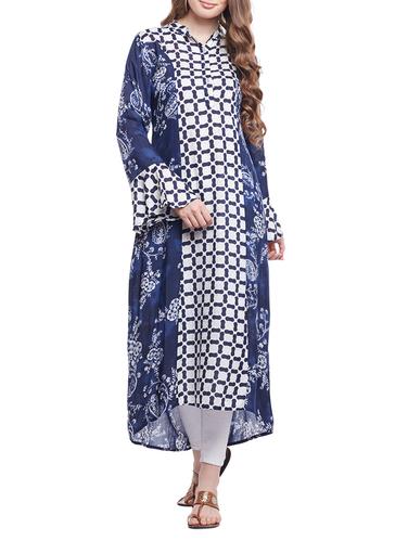 blue rayon high low kurta - 15024391 - Very Small Image - 1