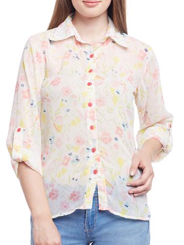 white printed georgette shirt - 15024395 - Very Small Image - 1