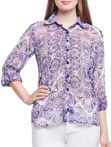 purple printed chiffon shirt - 15024396 - Very Small Image - 1