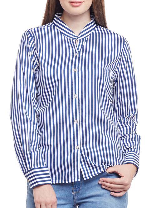 navy blue striped crepe shirt - 15024399 - Very Small Image - 1