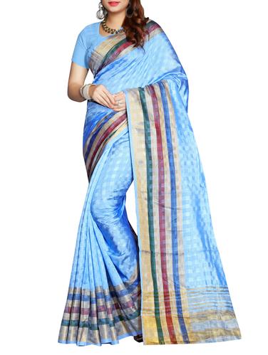 sky blue art silk woven saree with blouse - 15024422 - Very Small Image - 1