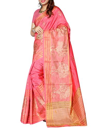 pink art silk woven saree with blouse - 15024432 - Very Small Image - 1