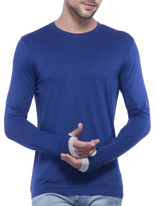 navy blue cotton thumb hole tshirt - 15024973 - Standard Image - 1