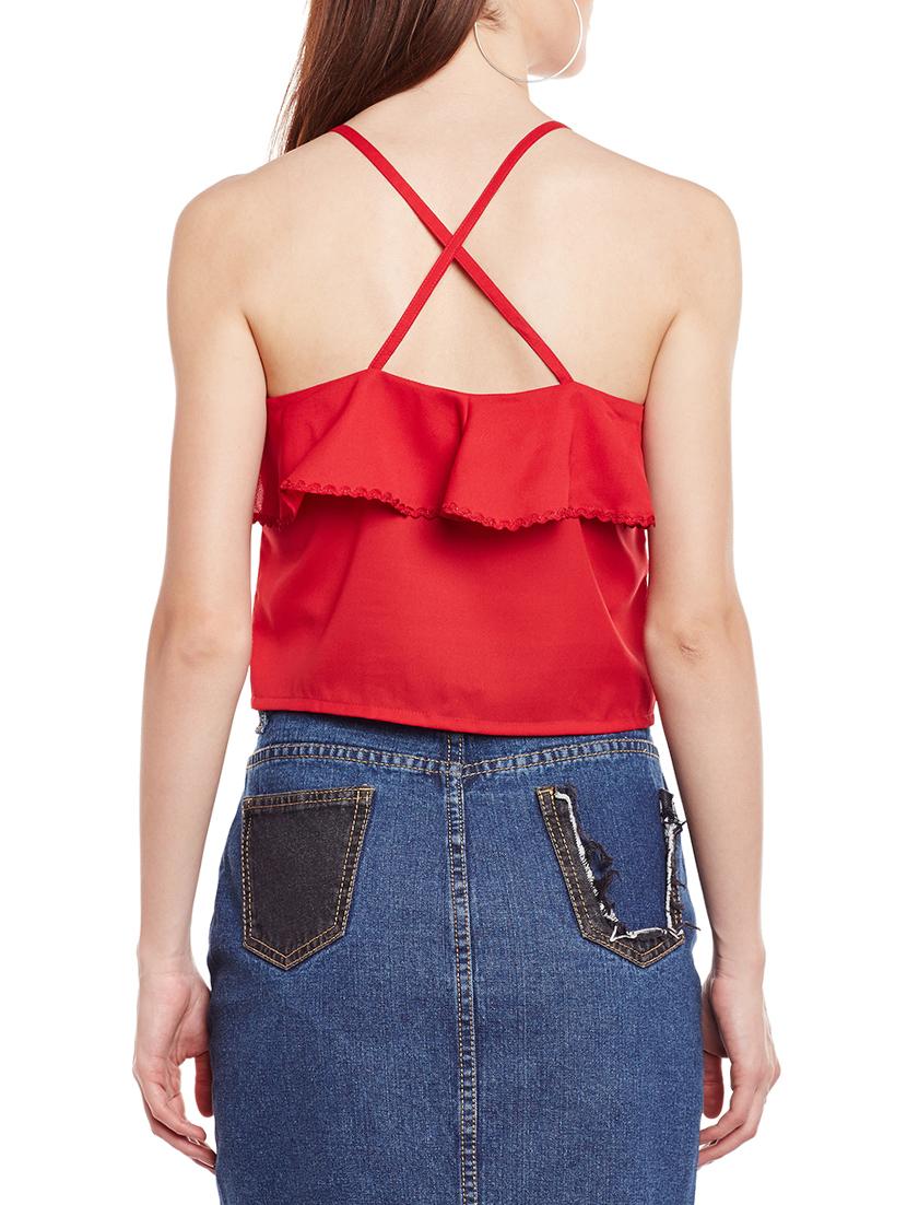 red solid ruffle top - 15024982 - Zoom Image - 3