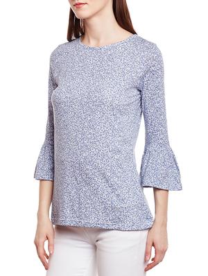 light blue floral viscose top - 15024984 - Standard Image - 2