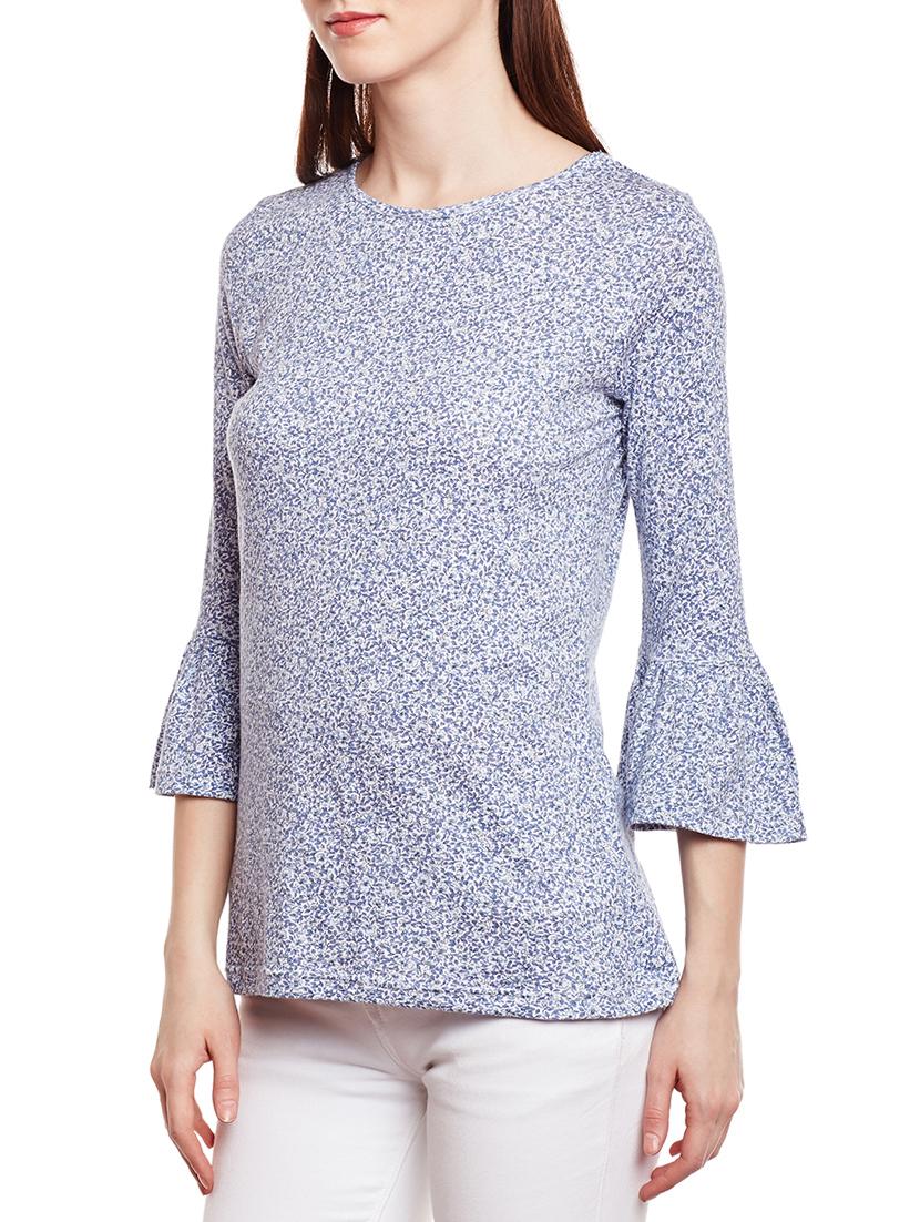 light blue floral viscose top - 15024984 - Zoom Image - 2