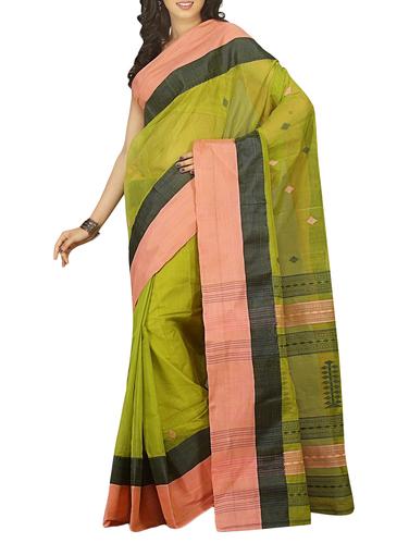 Mint green bordered saree - 15025035 - Very Small Image - 1