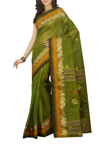 green cotton woven saree - 15025042 - Very Small Image - 1