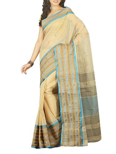 beige cotton woven saree - 15025044 - Very Small Image - 1
