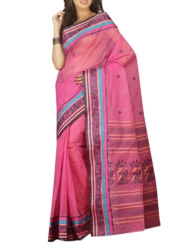 peach cotton woven saree - 15025058 - Very Small Image - 1