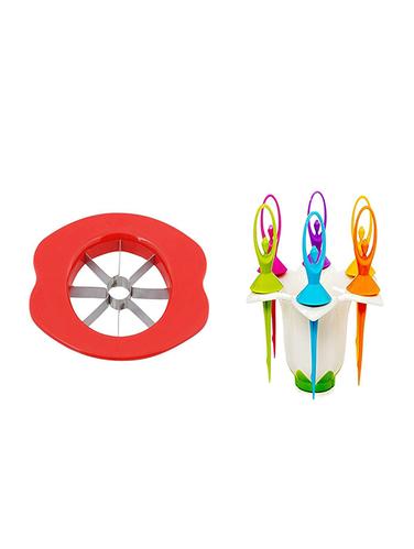 Combo of Apple Cutter / Slicer + Dancing Doll Fruit Fork - 15025066 - Very Small Image - 1