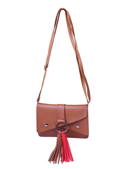 brown leatherette regular sling bag - 15025082 - Standard Image - 1