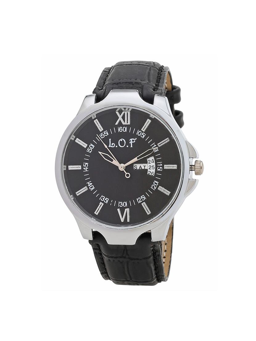 LOF BlackRound Dial Leather Strap Men's Multi function Analog watch - LW2002 - 15025095 - Zoom Image - 1