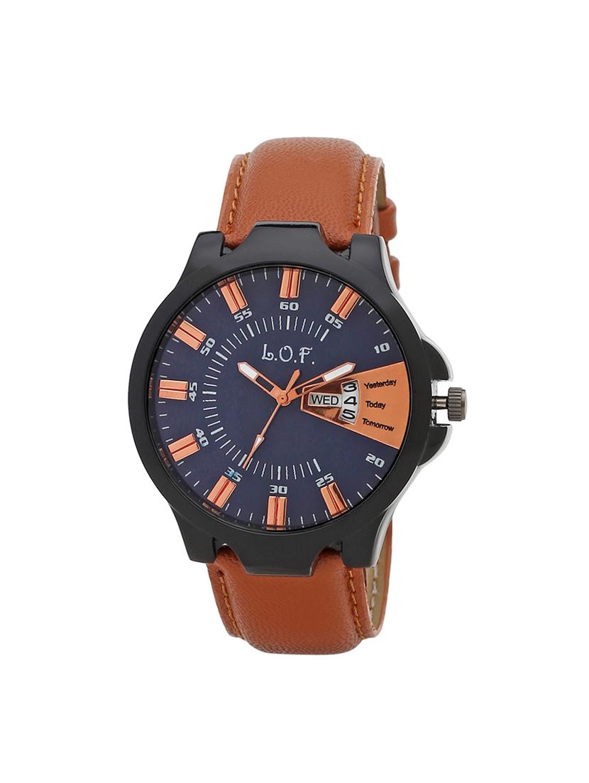 LOF Black Round Dial Leather Strap Men's Multi function Analog watch - LW2008 - 15025100 - Zoom Image - 1