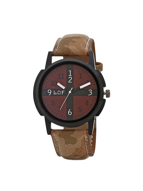 LOF Brown Round Dial Leather Strap Men's Analog watch - LW1003 - 15025104 - Standard Image - 1