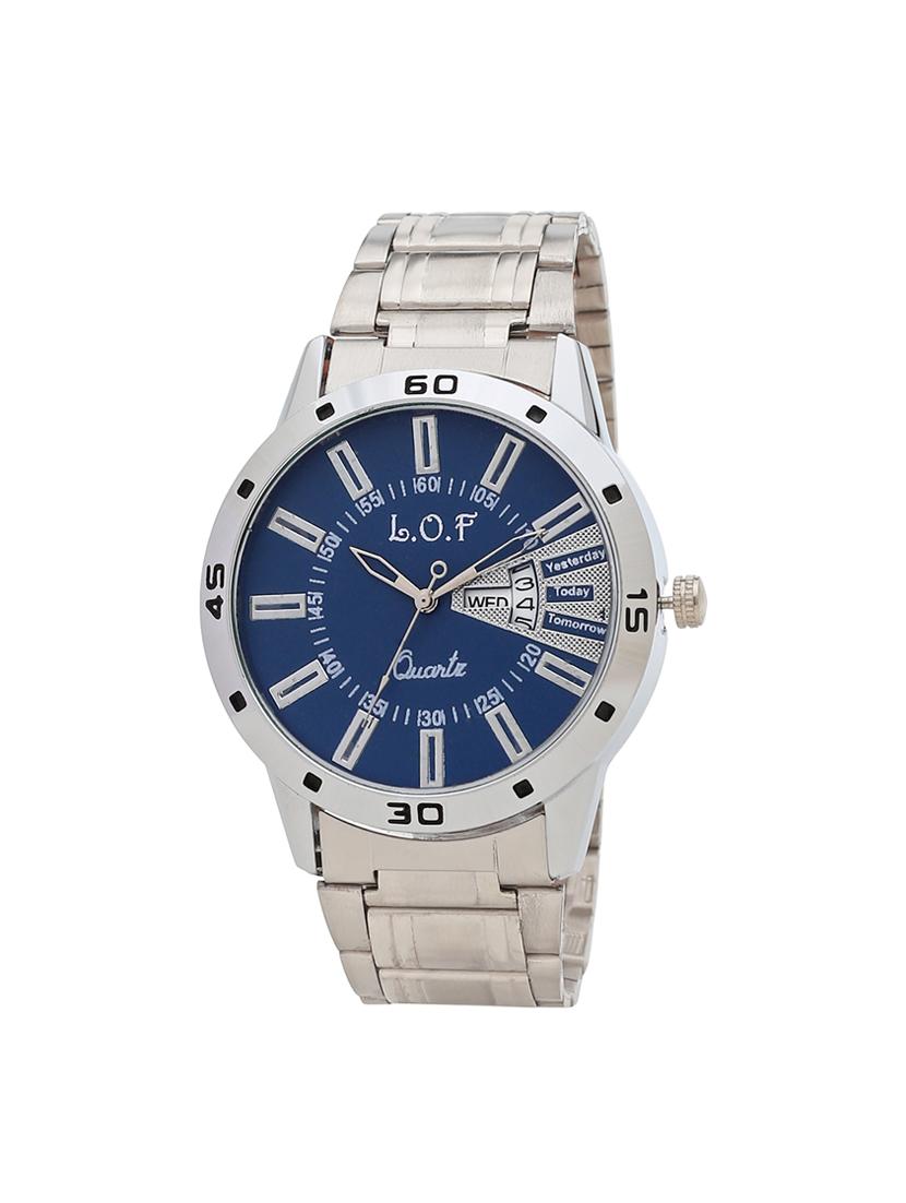 LOF Blue Round Dial Metal Strap Men's Multi function Analog watch - LW3002 - 15025108 - Zoom Image - 1