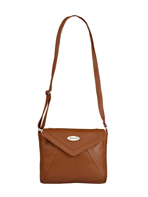 brown leatherette sling bag - 15025119 - Standard Image - 1