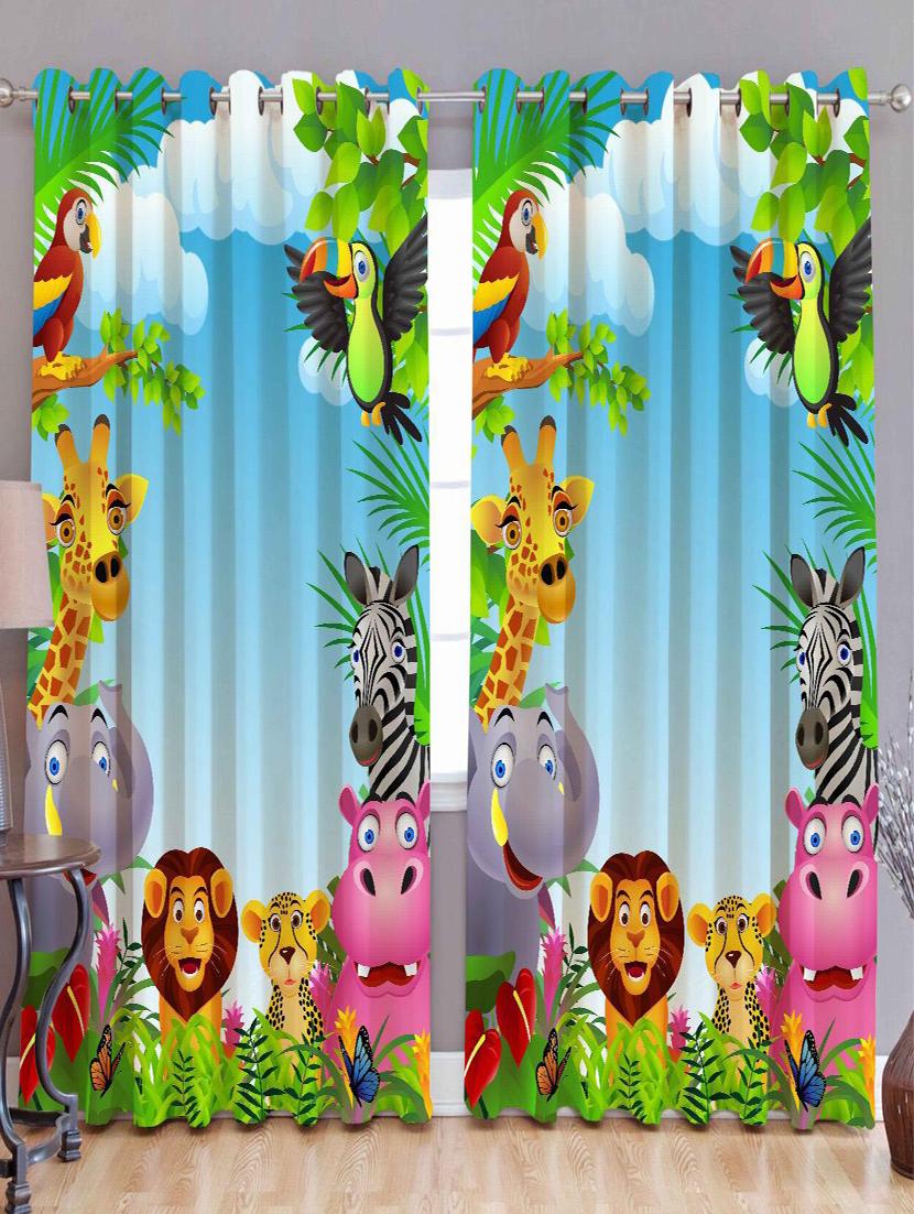 Pack of 2 Piece DIGITAL Long Door Curtain Set - 9 feet - 15025142 - Zoom Image - 1