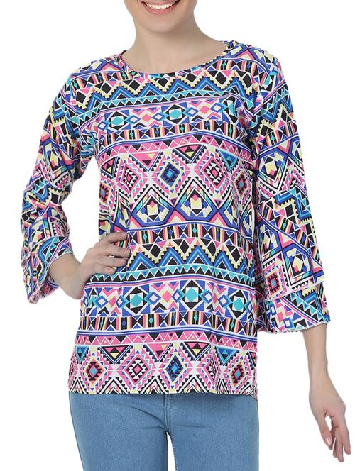 blue printed top - 15025160 - Standard Image - 1