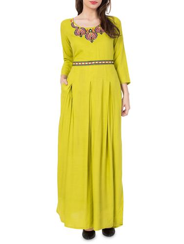 green rayon maxi dress - 15025161 - Very Small Image - 1