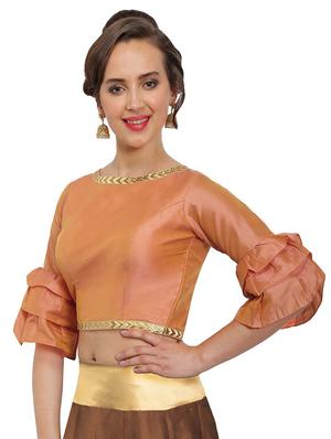 gold solid stitched blouse - 15025172 - Standard Image - 2
