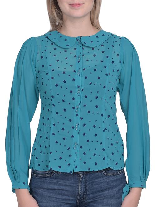 blue printed shirt - 15025216 - Standard Image - 1