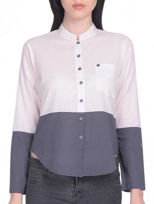 white cotton asymmetric shirt - 15025221 - Standard Image - 1