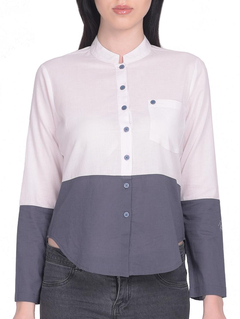 white cotton asymmetric shirt - 15025221 - Zoom Image - 1