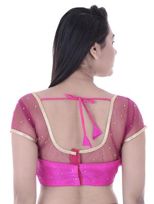 pink net embroidered blouse - 15025235 - Standard Image - 3