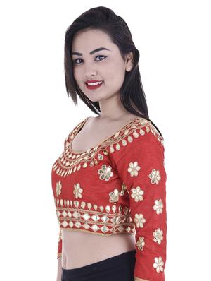 red dupion embroidered blouse - 15025238 - Standard Image - 2