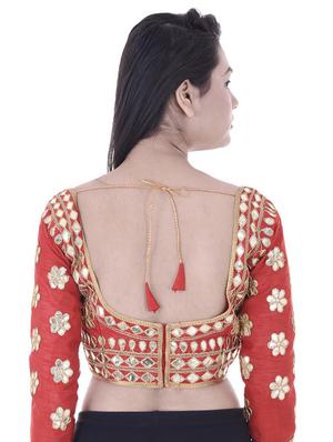 red dupion embroidered blouse - 15025238 - Standard Image - 3