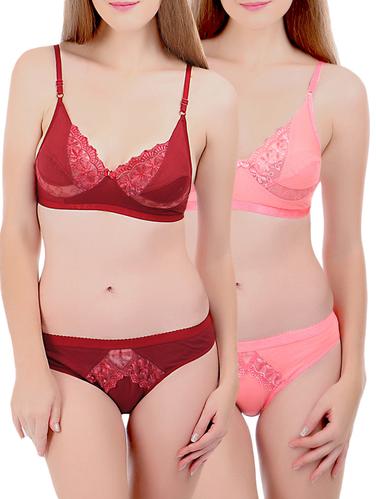 Set of 2 multicolored bras and panty set - 15025260 - Very Small Image - 1