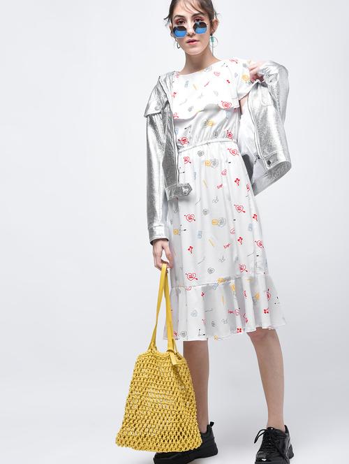 white printed pephem dress - 15025507 - Standard Image - 1
