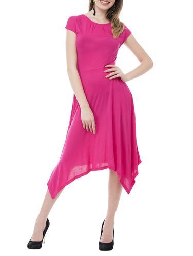 red solid jersey assymetric dress - 15025508 - Very Small Image - 1