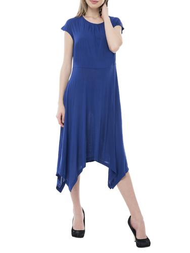 blue solid jersey asymmetric dress - 15025509 - Very Small Image - 1