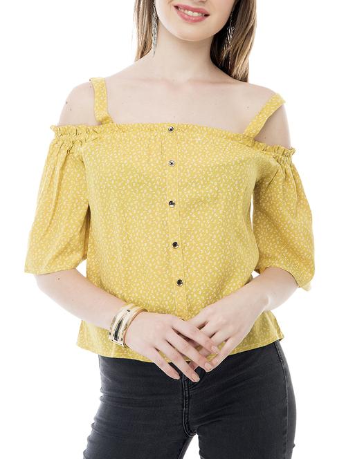 yellow viscose printed top - 15025556 - Standard Image - 1
