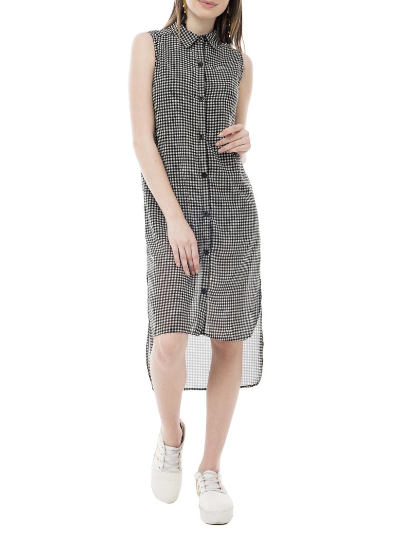 black checkered shirt dress - 15025557 - Zoom Image - 1
