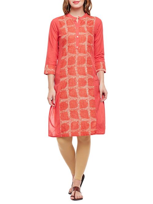 pink cotton straight kurta - 15025562 - Standard Image - 1