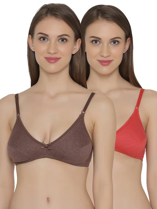 set of 2 multicolored cotton bra - 15025661 - Very Small Image - 1