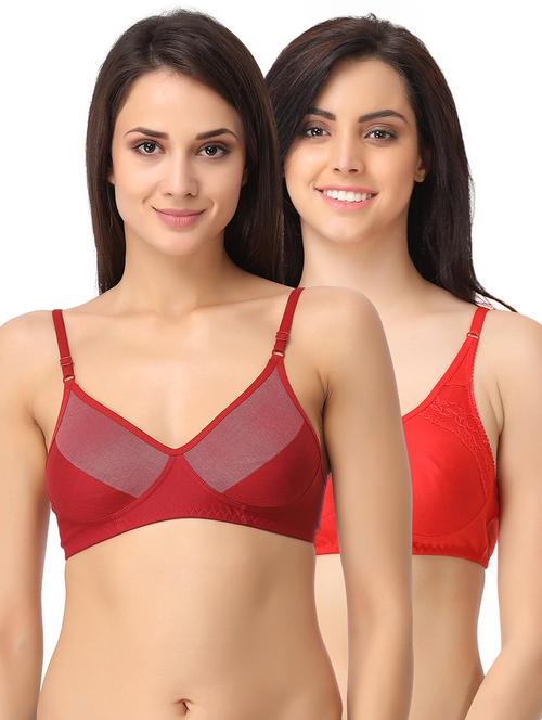 set of 2 red cotton bra - 15025687 - Very Small Image - 1