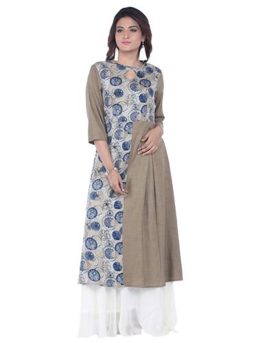 black rayon flared kurta - 15025940 - Very Small Image - 1