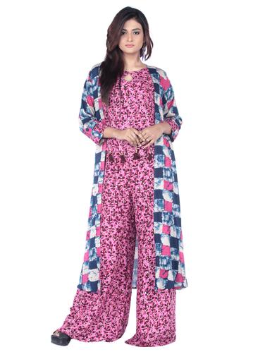 pink rayon top pants set - 15025942 - Very Small Image - 1