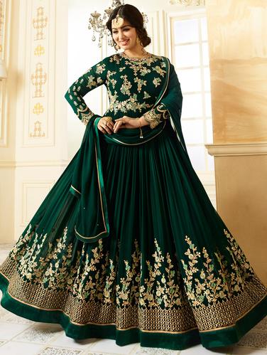 green anarkali suit semi-stitched suit - 15026109 - Very Small Image - 1