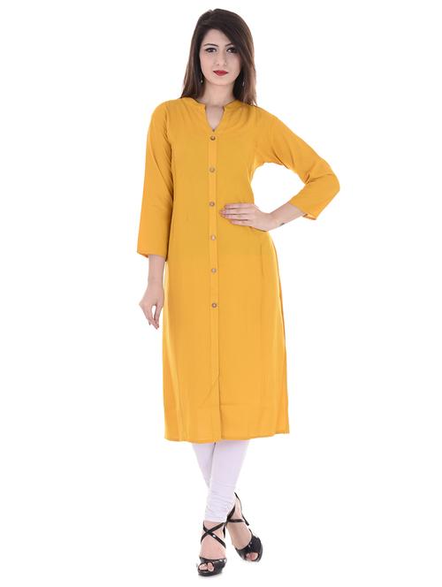 yellow cotton solid kurta - 15026111 - Standard Image - 1