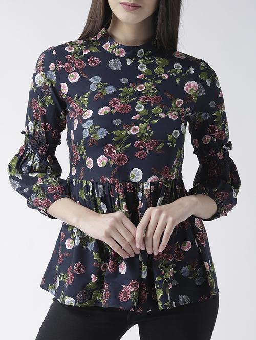 navy blue floral top - 15026131 - Very Small Image - 1