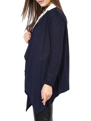 dark blue solid viscose asymmetrical shrug - 15026145 - Standard Image - 2