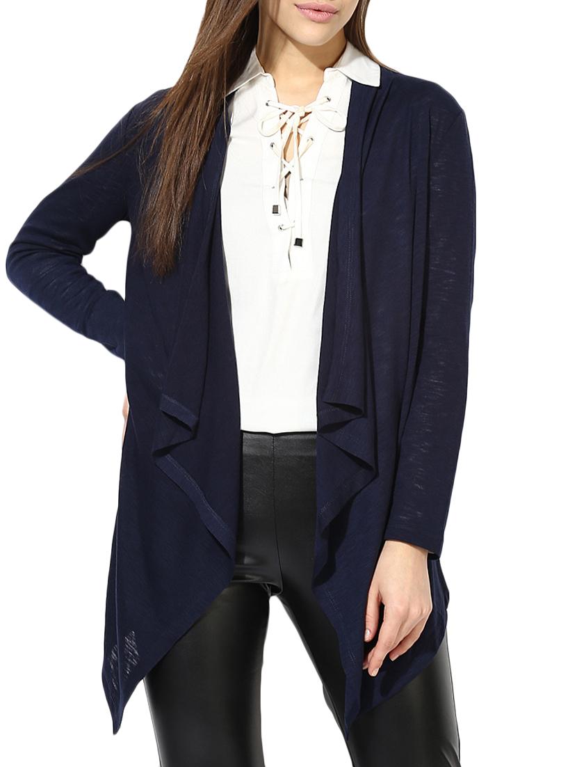 dark blue solid viscose asymmetrical shrug - 15026145 - Zoom Image - 1