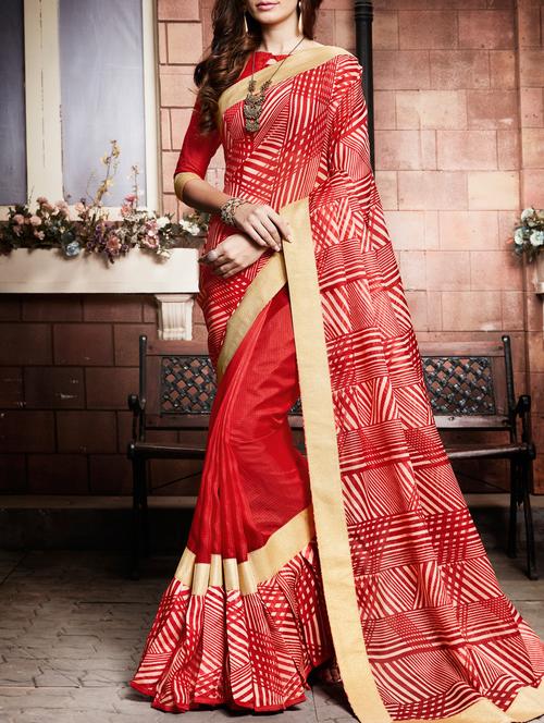 Geometrical printed saree with blouse - 15026152 - Standard Image - 1